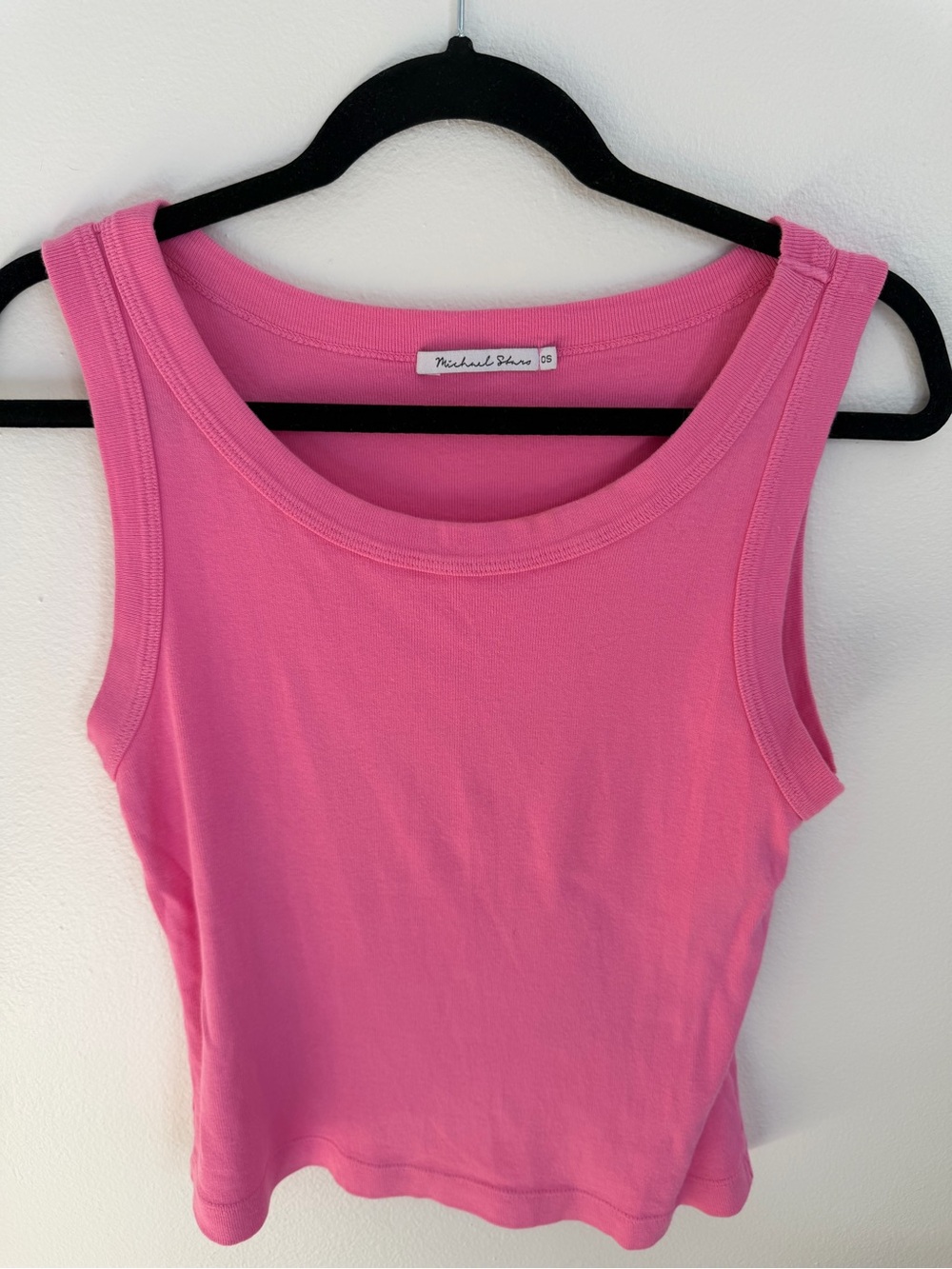 Michael Stars Hot Pink Ribbed Scoop Tank